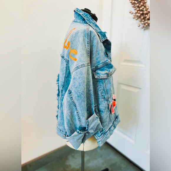 Love Is Love Custom Designed Monstera Denim Jacket - Picture 3 of 8